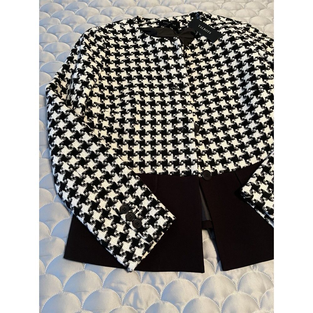 NEW Talbots Button Down Houndstooth Jacket Womens Size 4 Black White - Picture 4 of 4